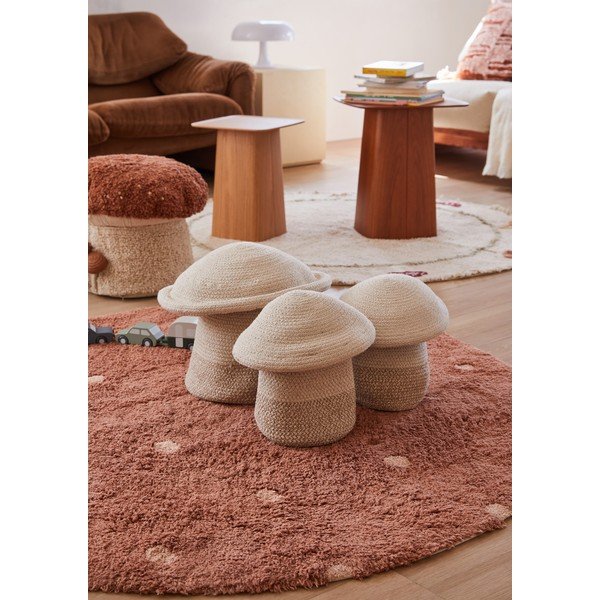 Ceglasty bawełniany dywan dziecięcy tkany ręcznie odpowiedni do prania ø140 cm Round Dot Chestnut – Lorena Canals-image-3