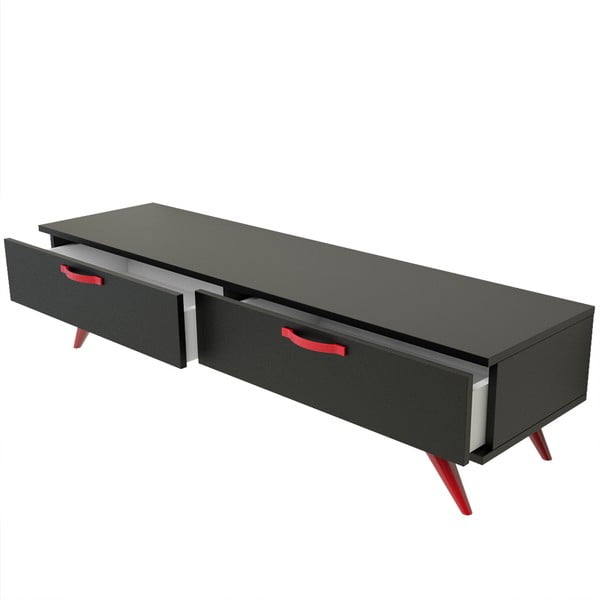 Czarna szafka pod TV z czerwonymi nogami Magenta Home Coulour Series, szer. 150 cm