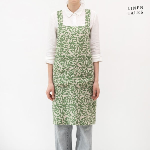 Lniany fartuch Evergreen Damask – Linen Tales