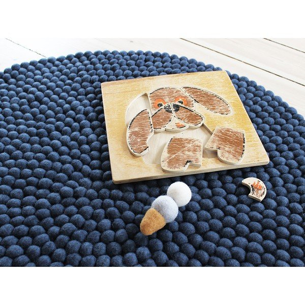 Niebieski wełniany dywan kulkowy Wooldot Ball Rugs, ⌀ 200 cm-image-2