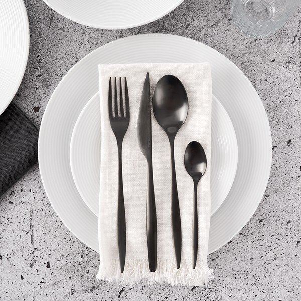 Czarne sztućce ze stali nierdzewnej 24 szt. – Orion-image-2