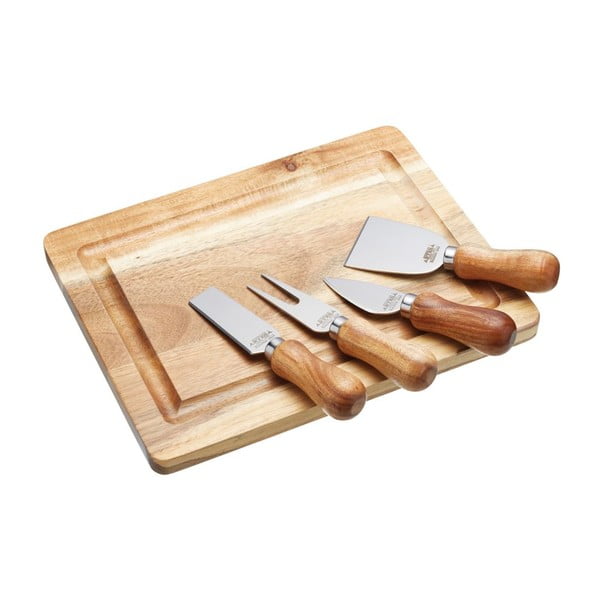 Zestaw noży do sera i deski akacjowej, 25,5x20x1 cm