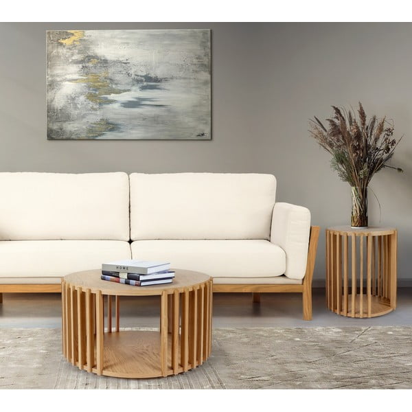 Stolik z drewna dębowego Woodman Drum, ø 83 cm-image-1