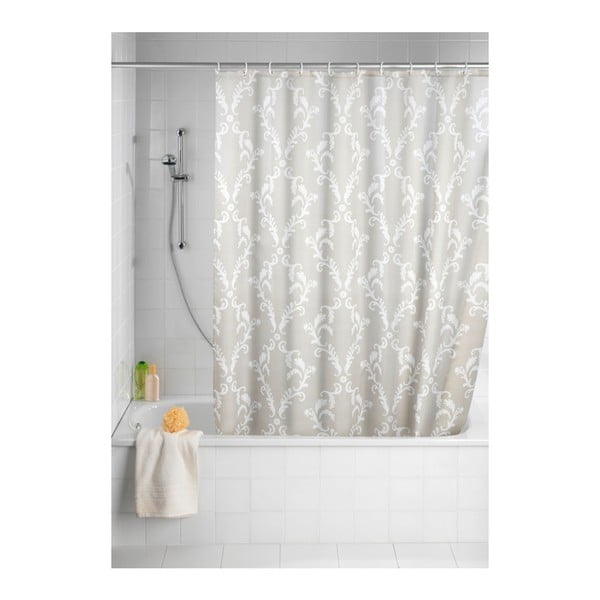 Szara zasłona prysznicowa z warstwą przeciw pleśni Wenko Baroque, 180x200 cm-image-1