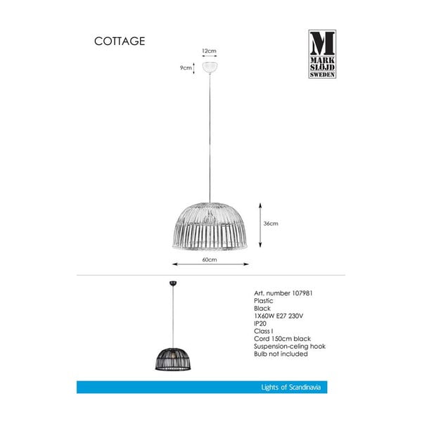 Czarna lampa wisząca Markslöjd Cottage Pendant-image-2