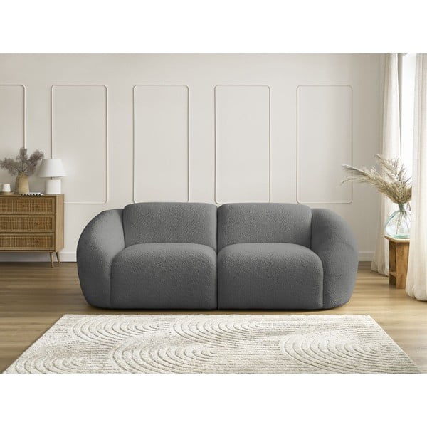 Szara sofa z materiału bouclé 230 cm Tina – Bobochic Paris-image-1