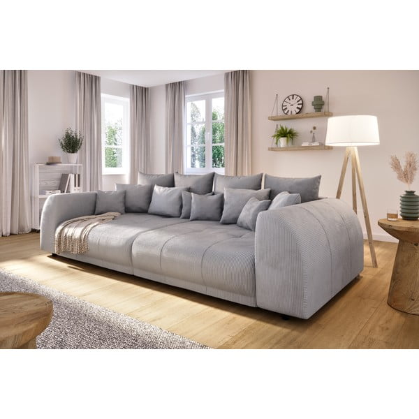 Ciemnoszara sztruksowa sofa 310 cm Vanessa – Ropez-image-3