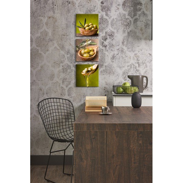Zestaw 3 obrazów Styler Glasspik Set Olives-image-1