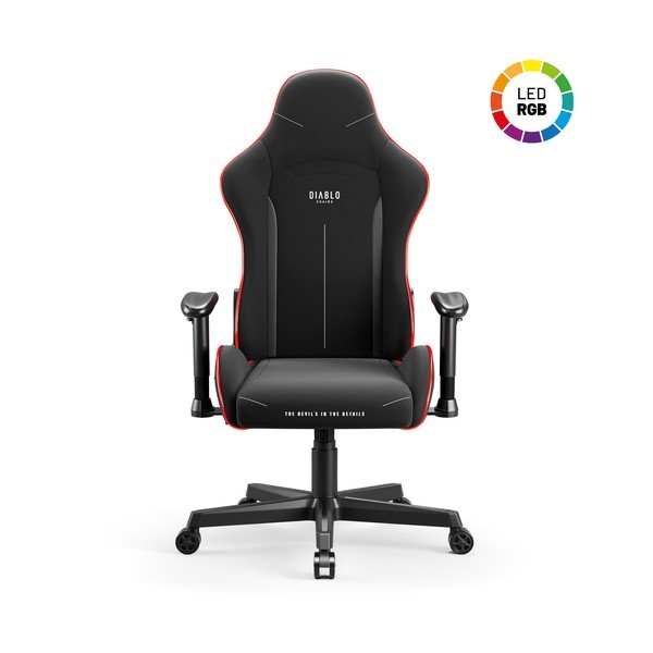 Czarny fotel gamingowy X-Starter LED – Diablo Chairs-image-3