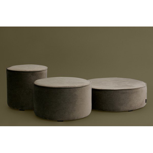 Oliwkowy aksamitny puf WOOOD Sara, ⌀ 46 cm-image-3