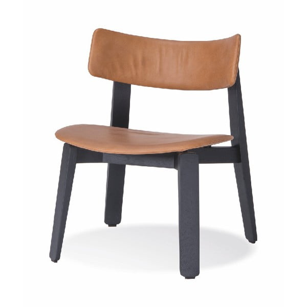 Czarne krzesło do jadalni z drewna dębowego ze skórzanym siedziskiem Gazzda Nora