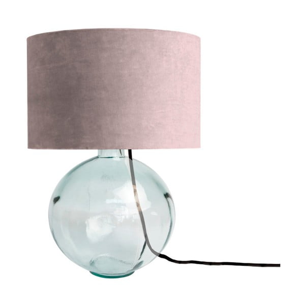 Różowa lampa stołowa z ręcznie dmuchanego szkła z aksamitnym kloszem Velvet Atelier