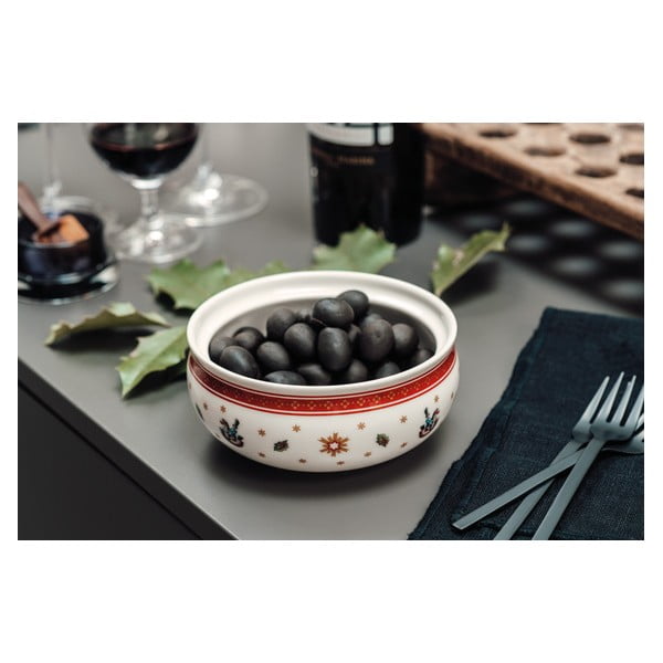 Czerwono-biała porcelanowa cukiernica z motywem świątecznym Villeroy & Boch-image-1