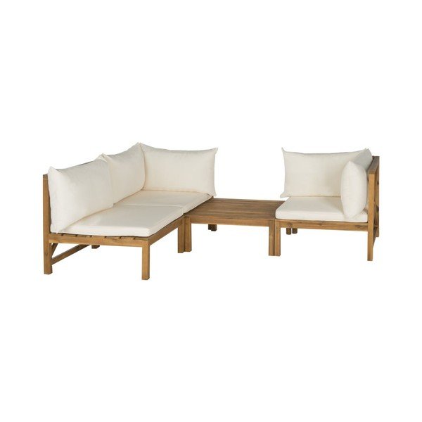 Zestaw ławki i stolika ogrodowego z drewna akacji Safavieh Sherwood Natural-image-1