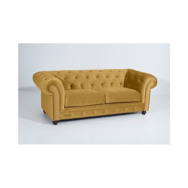 Żółta sofa Max Winzer Orleans Velvet, 216 cm-image-2