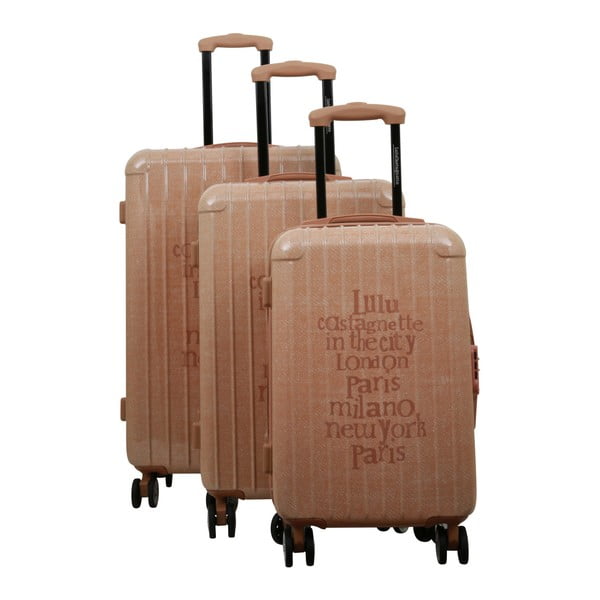 Zestaw 3 beżowych walizek LULU CASTAGNETTE Dave