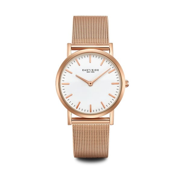 Zegarek damski w kolorze różowego złota z białym cyferblatem Eastside East Village