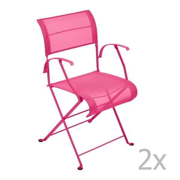 Zestaw 2 różowych krzeseł składanych z podłokietnikami Fermob Dune