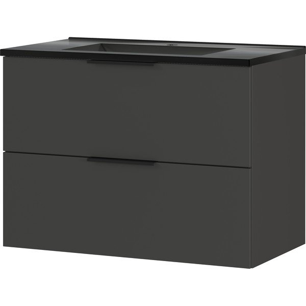 Czarno-antracytowa wisząca szafka z umywalką 81x61 cm Crandon – Germania-image-3