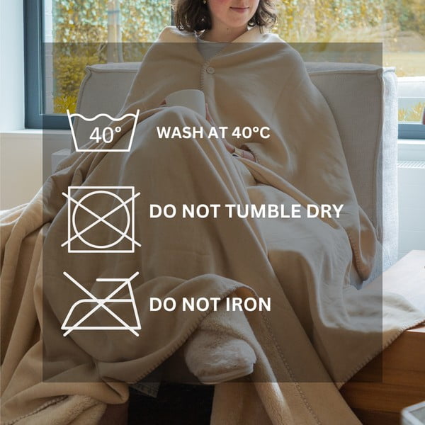 Koc z mikropluszu w kolorze kości słoniowej 150x200 cm Tomo – Tiseco Home Studio-image-3