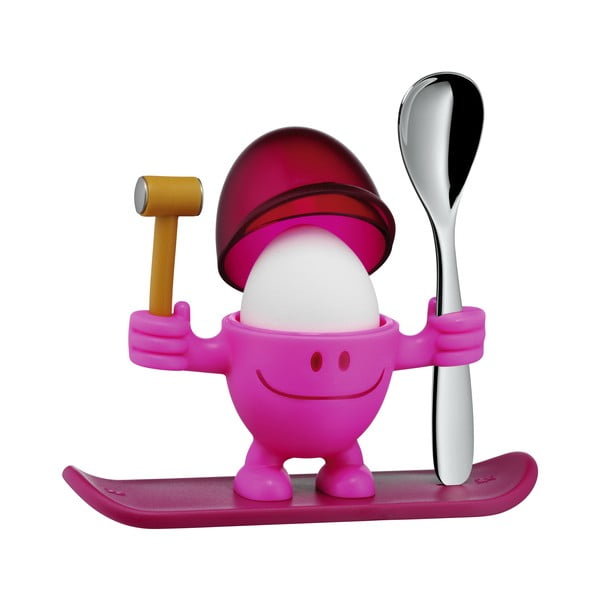 Czerwono-różowa podstawka do jajek z łyżeczką WMF Cromargan® Mc Egg-image-2