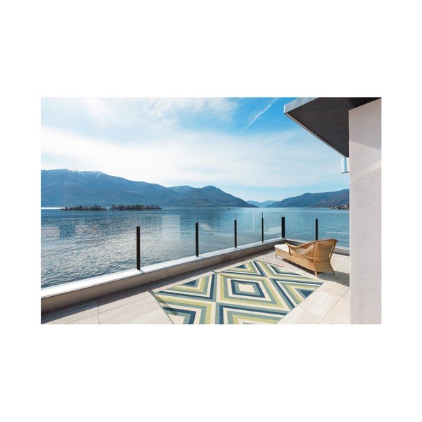 Niebiesko-zielony dywan odpowiedni na zewnątrz Floorita Rombi, 133x190 cm-image-2