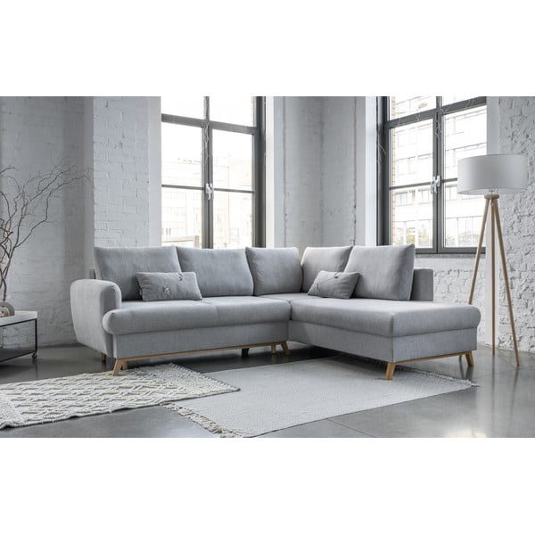 Jasnoszary rozkładany/ze schowkiem narożnik (prawostronny/w kształcie litery L) Scandic Lagom – Miuform-image-3