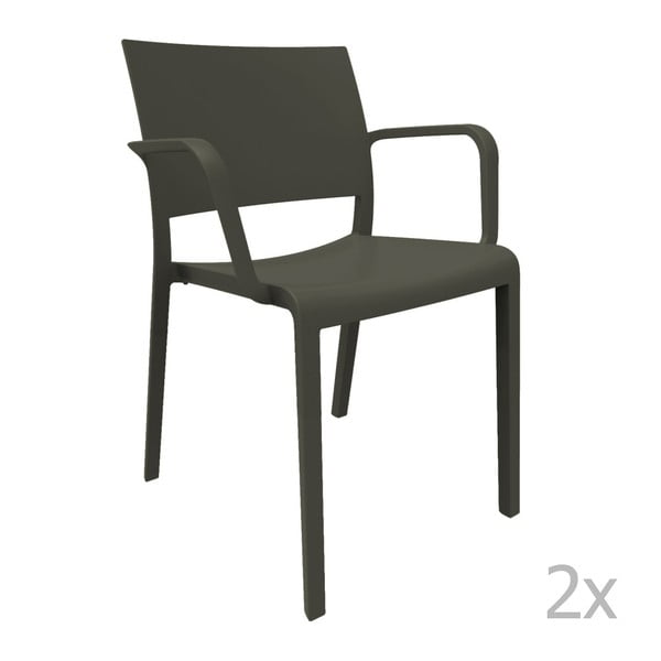 Zestaw 2 czarnych krzeseł ogrodowych z podłokietnikami Resol Fiona