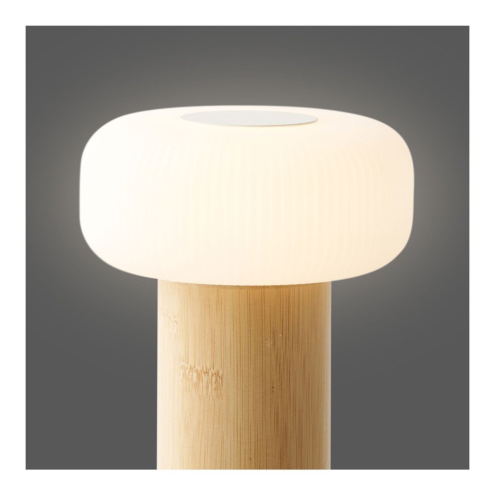 Biało-naturalna bambusowa lampa stołowa z plastikowym kloszem (wysokość 18 cm) Stafford – House Nordic (zdjęcie 6)