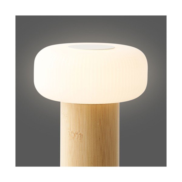 Biała/w naturalnym kolorze bambusowa lampa stołowa z plastikowym kloszem (wysokość 18 cm) Stafford – House Nordic-image-4
