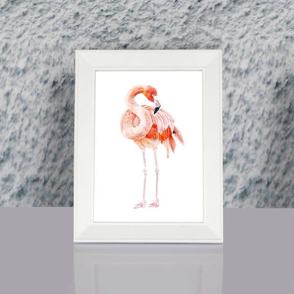 Obraz w ramie Dekorjinal Pouff Flamingo, 23x17 cm