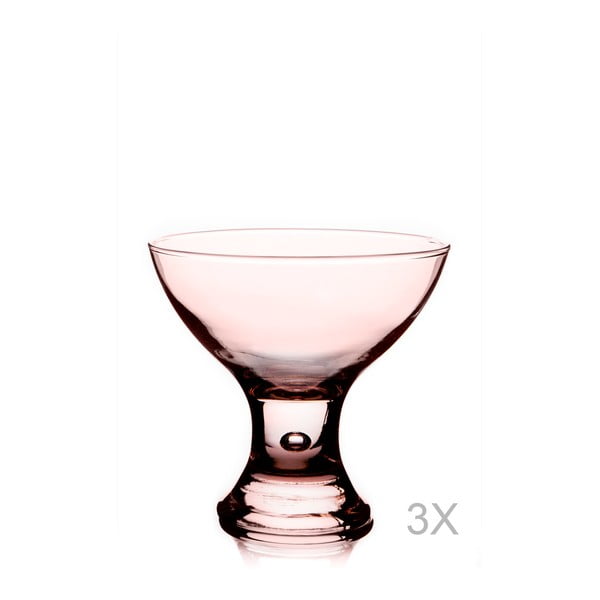 Zestaw 3 różowych pucharków na lody Paşabahçe, ⌀ 8 cm