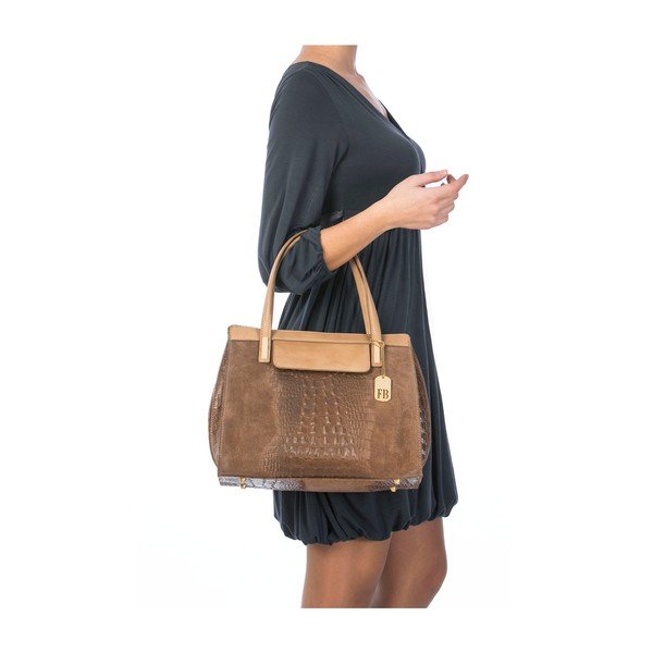 Skórzana torebka Croco Taupe-image-3