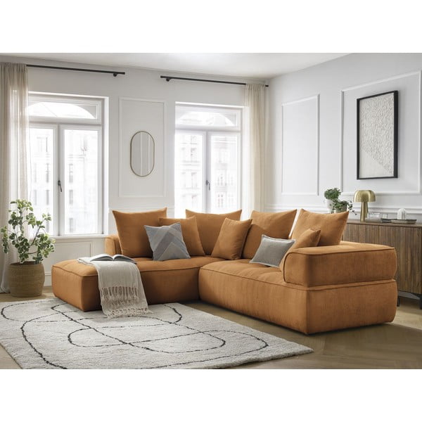 Musztardowy narożnik z tkaniny szenilowej (lewostronny/w kształcie litery L) Whesley – Bobochic Paris-image-4