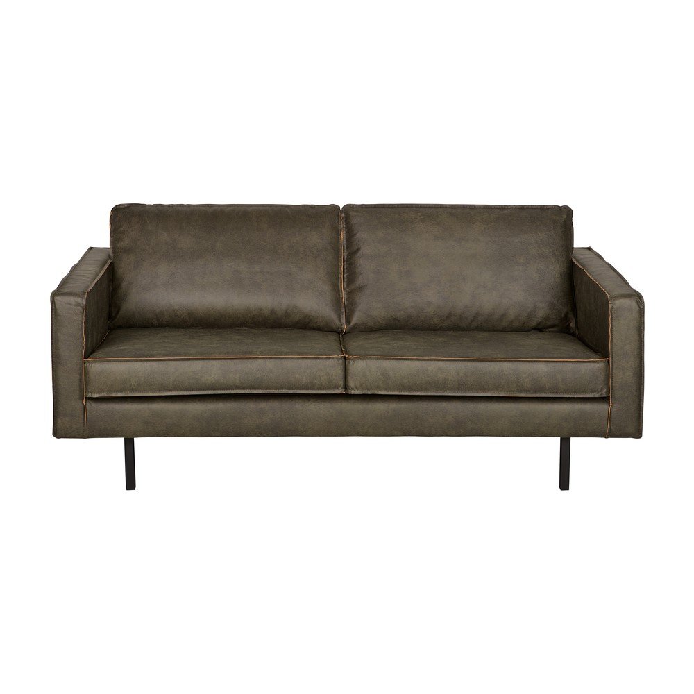 Ciemnozielona sofa z obiciem ze skóry z recyklingu BePureHome Rodeo, 190 cm