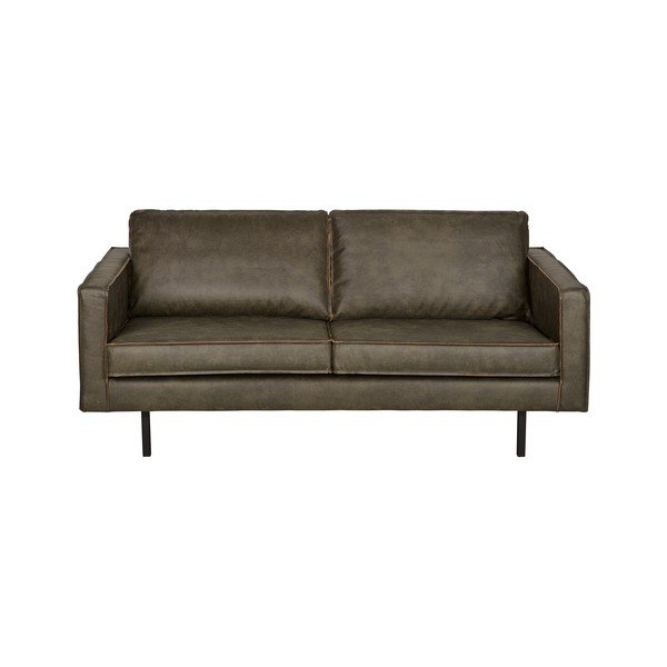 Ciemnozielona sofa z obiciem ze skóry z recyklingu BePureHome Rodeo, 190 cm