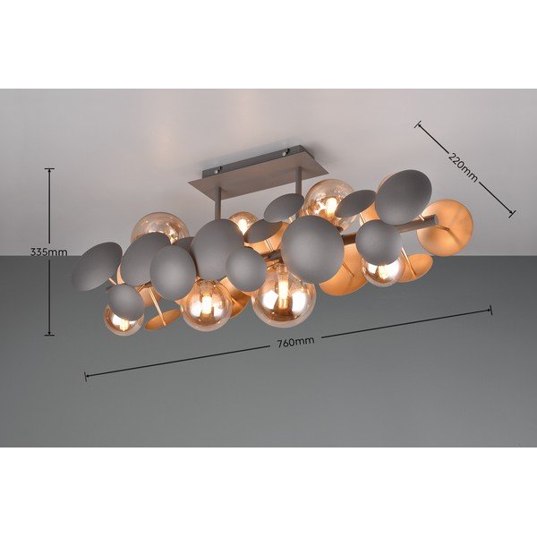 Lampa sufitowa w szaro-złotym kolorze ze szklanym kloszem 76x22 cm Bubble – Trio Select-image-4