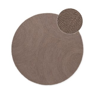 Szarobrązowy wełniany okrągły dywan tkany ręcznie ø 120 cm Eleni Taupe – Hanse Home