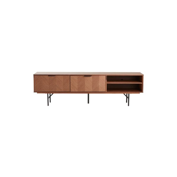 Szafka pod TV w dekorze orzecha w ciemnym naturalnym kolorze 180x51x40 cm Duvberg – Jotex-image-3
