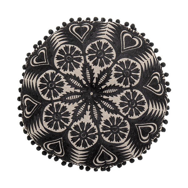 Czarno-beżowa poduszka dekoracyjna Bloomingville Mandala, ø 36 cm