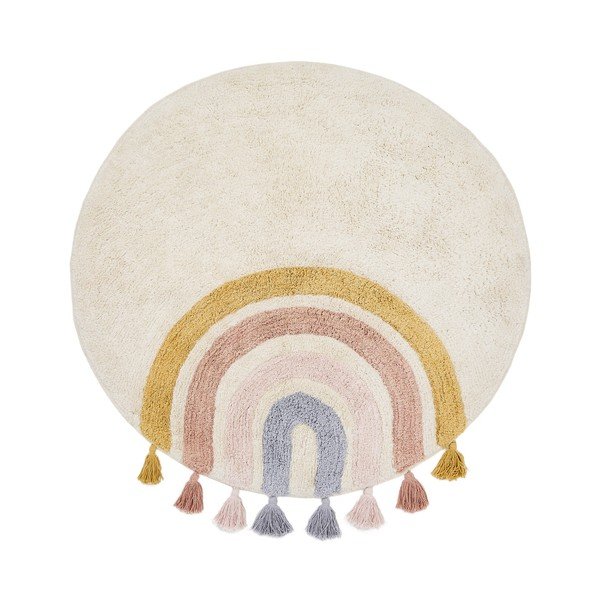 Bawełniany dywan dziecięcy odpowiedni do prania/tkany ręcznie w kolorze kości słoniowej ø100 cm Tadea – Kave Home