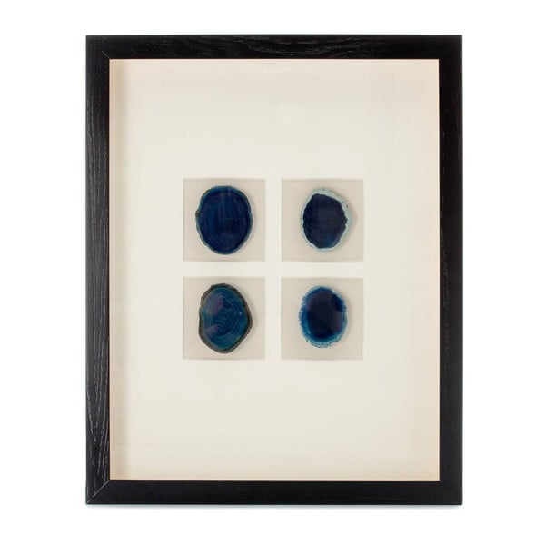 Dekoracja w ramie z 4 niebieskimi minerałami Vivorum Mineral, 51,5x41,5 cm