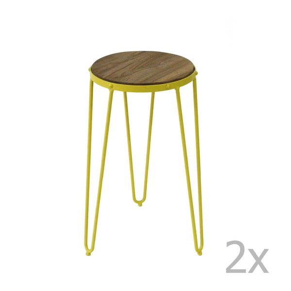 Żółty stolik z drewna wiązu Red Cartel Gatsby