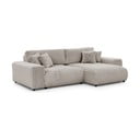 Jasnoszary sztruksowy rozkładany narożnik ze schowkiem (prawostronny) Sarina – Ropez
