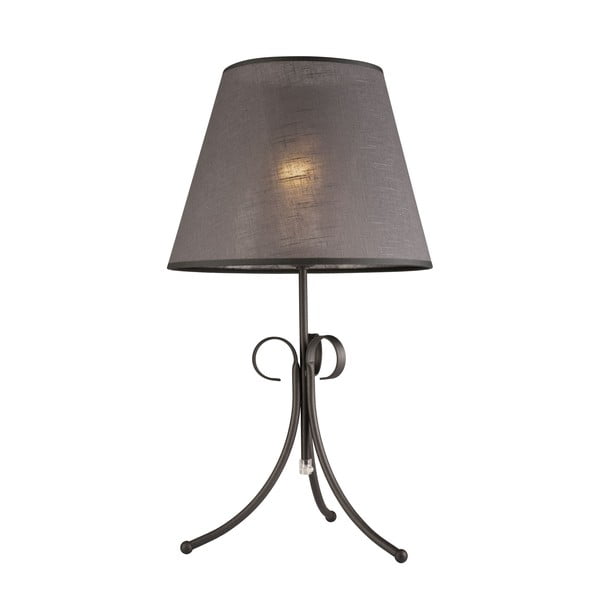 Szara lampa stołowa z tekstylnym kloszem (wys. 55 cm) Lorenzo – LAMKUR