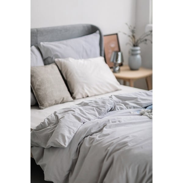 Jasnoszara pościel dwuosobowa z bawełny stonewashed Bonami Selection, 200x200 cm-image-3