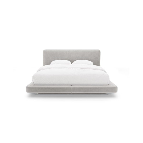 Jasnoszare tapicerowane łóżko dwuosobowe 140x200 cm Linea – Micadoni -image-3