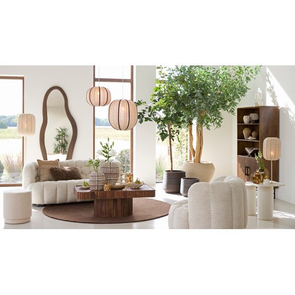 Kremowa lampa stojąca z tekstylnym kloszem (wysokość 165 cm) Solune – Light & Living-image-1