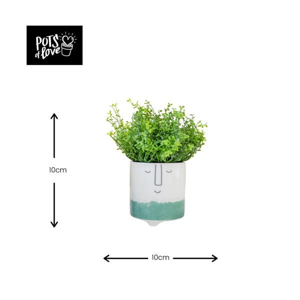 Biało-zielona ceramiczna doniczka Kitchen Craft Happy Face-image-2