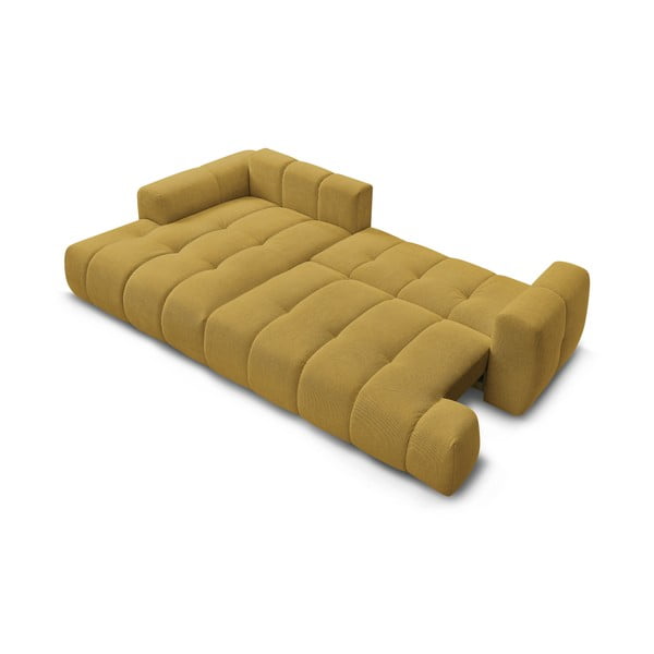 Musztardowy rozkładany/ze schowkiem narożnik (lewostronny/z szezlongiem) Fuji – Bobochic Paris-image-4